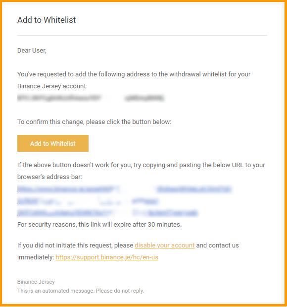 email confirmación dirección bitcoin añadida a lista blanda binance jersey