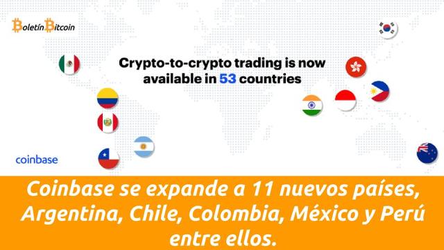 Coinbase se expande a Argentina, Chile, Colombia, México y Perú