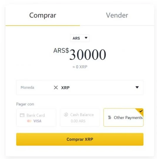 comprar xrp con tarjeta en binance con pesos chilenos