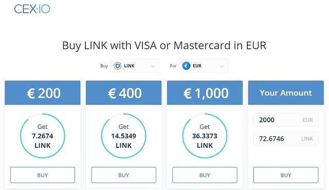 comprar chainlink en cex con euros desde españa