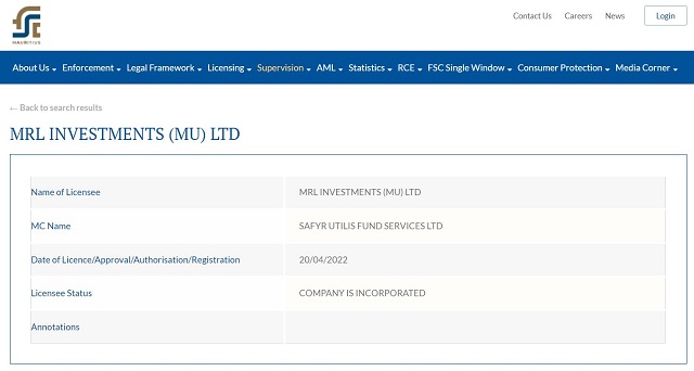 mrl investments registroo en mauricio