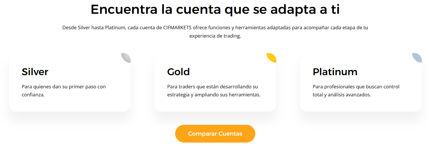 tipos de cuentas en cif markets